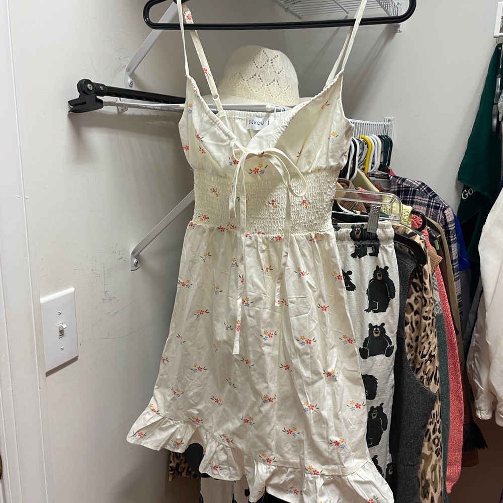 Floral Cream Chemise with Delicate Ruffles